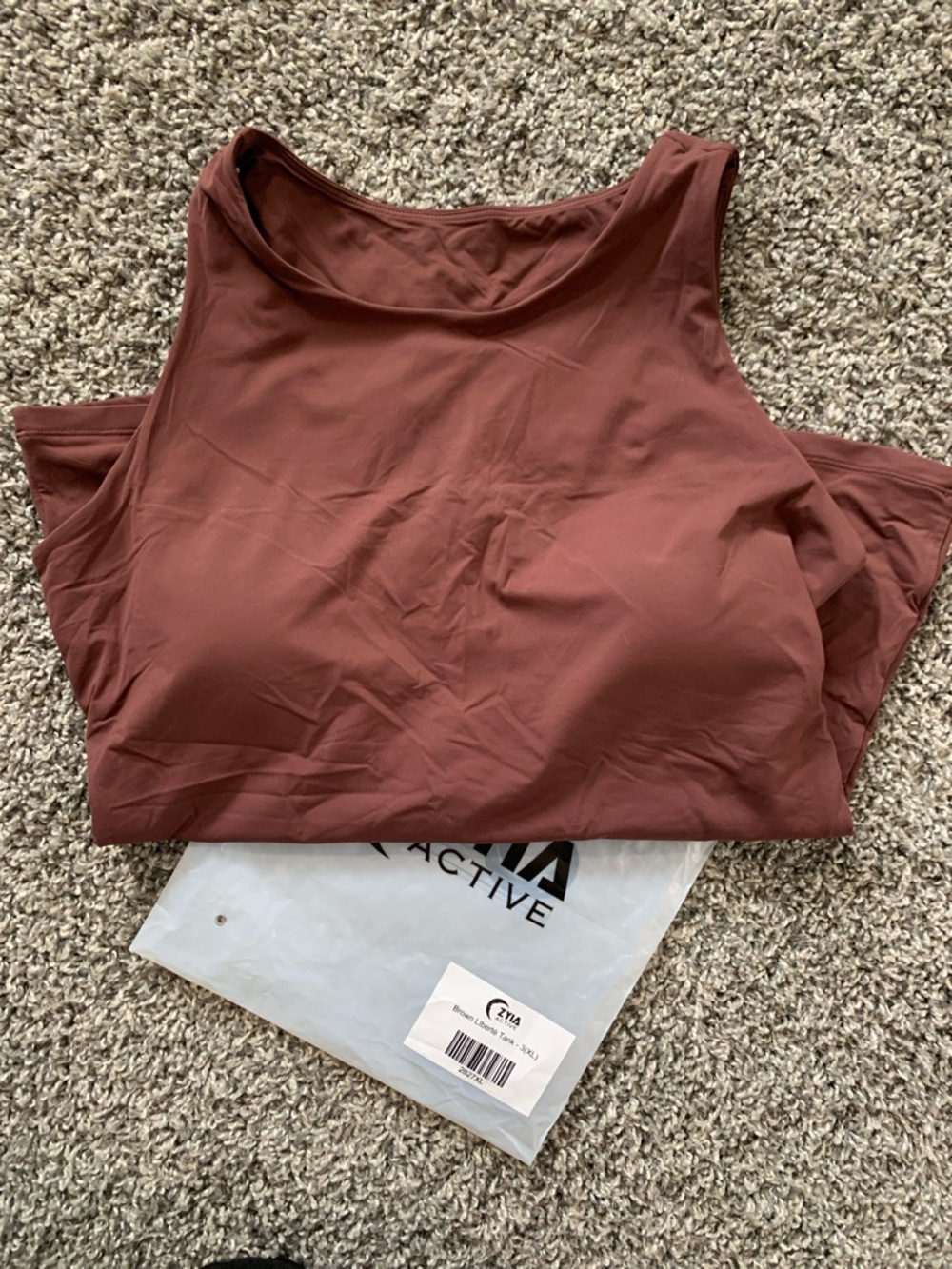 ZYIA Active Women's Brown Llberte Tank with built in padding